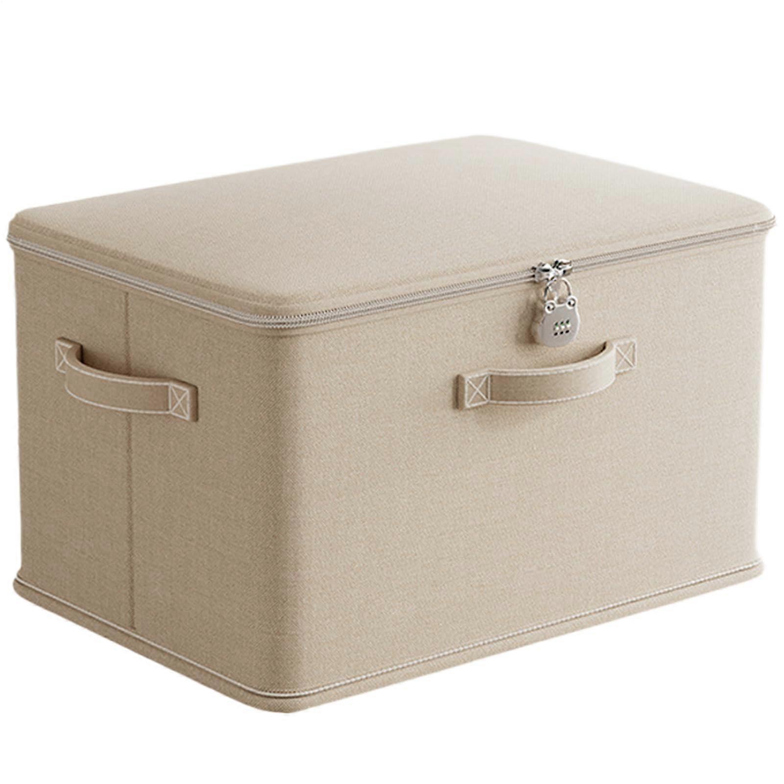 Lockable Storage Box with Adjustable Combination Lock, Waterproof Foldable Stackable Bin for Clothes and Toys