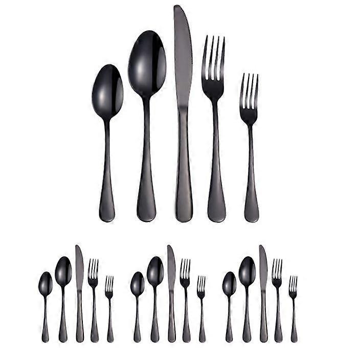 Stainless Steel Portable Tableware Set Western Style Black YONIS