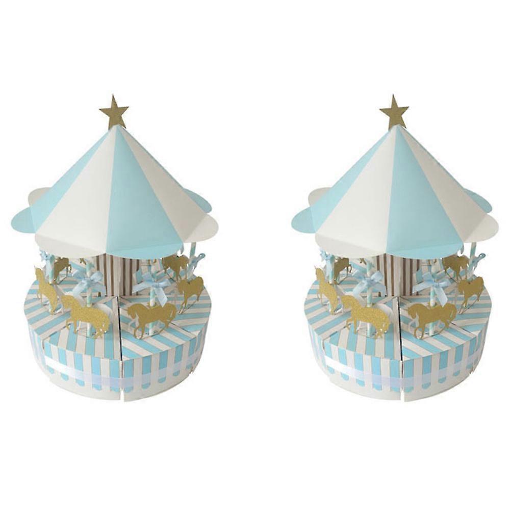 Carousel Shape Candy Boxes Creative Wedding Favors For Guests Blue 1 Set