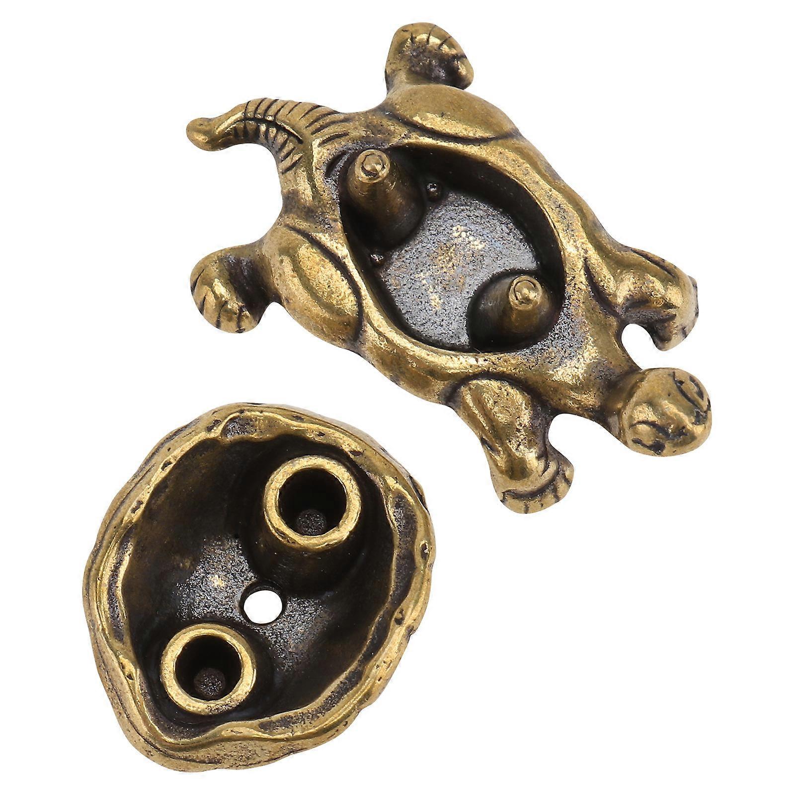Copper Craft Decor Turtle Shape Incense Holding Ornament Golden 1Pack