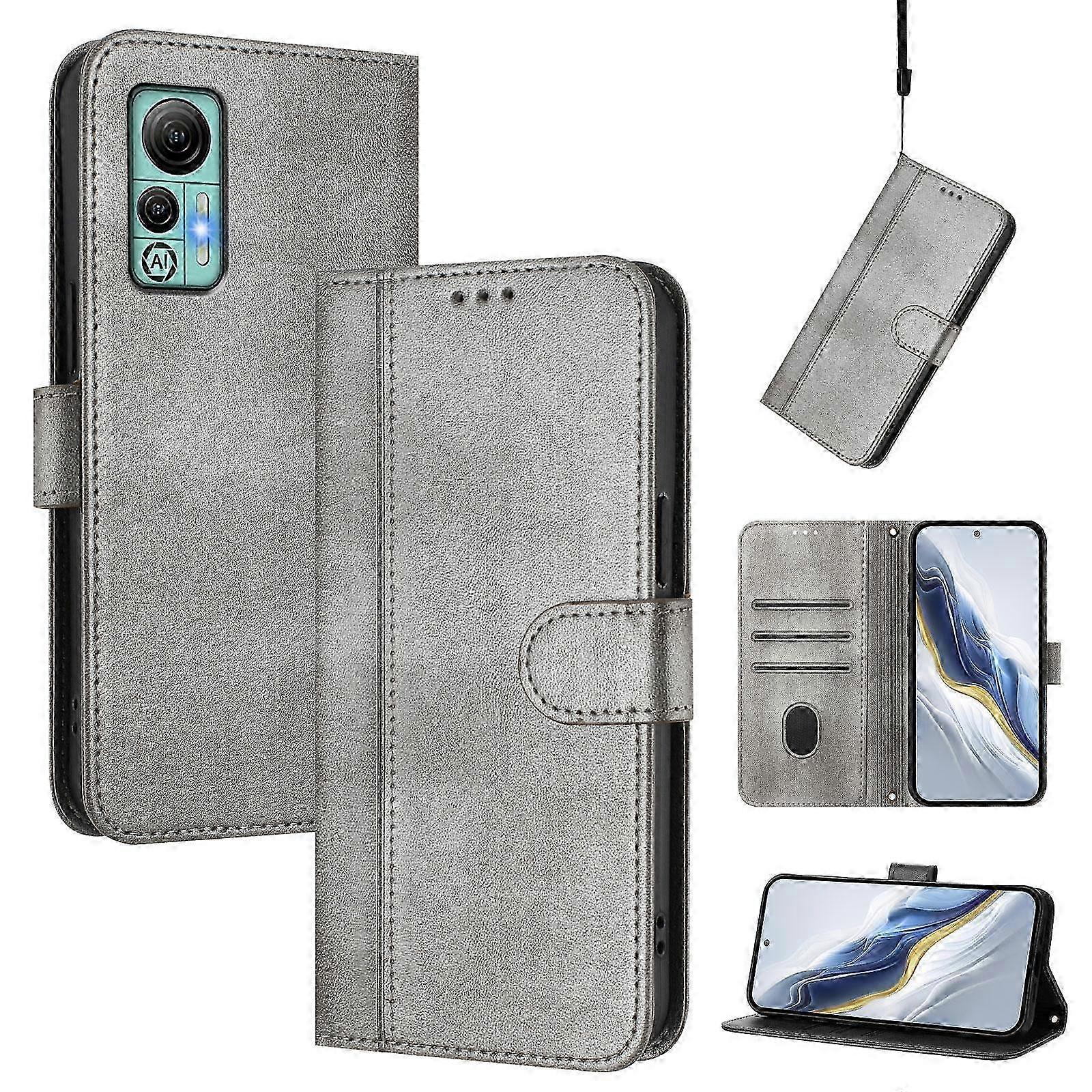 Line Splicing Buckle Retro Leather Phone Case 25-26