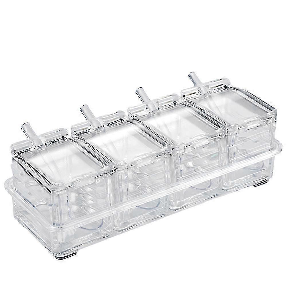 Transparent Kitchen Seasoning Boxes Set for Storage 2Pcs White Containers