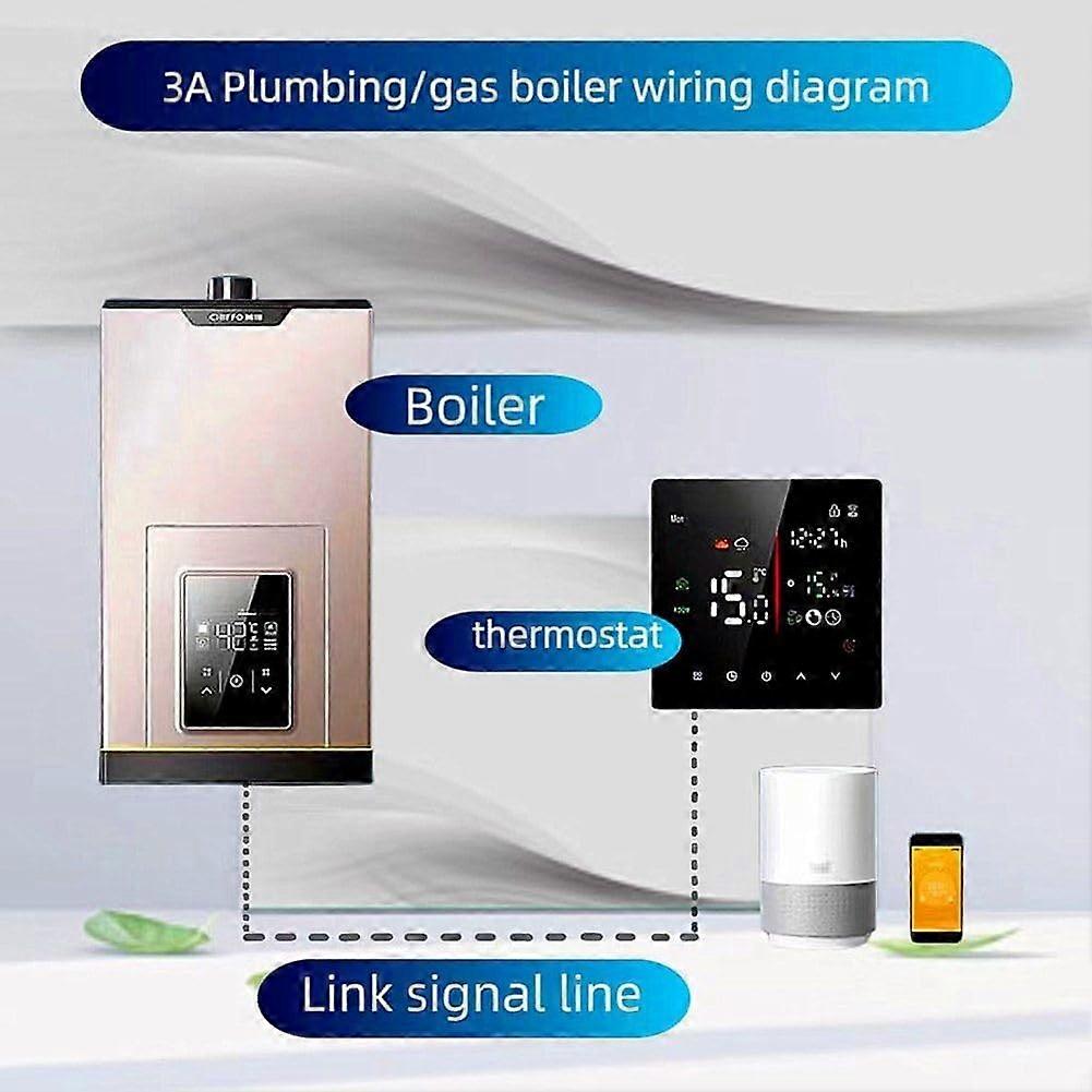 WiFi Smart Thermostat for Gas Boiler and Water Heating, Full Touch Display, Programmable Control