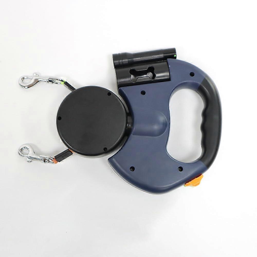 Double Retractable Dog Leash with LED Flashlight, 360° Tangle, NonSlip Handle for Two Dogs