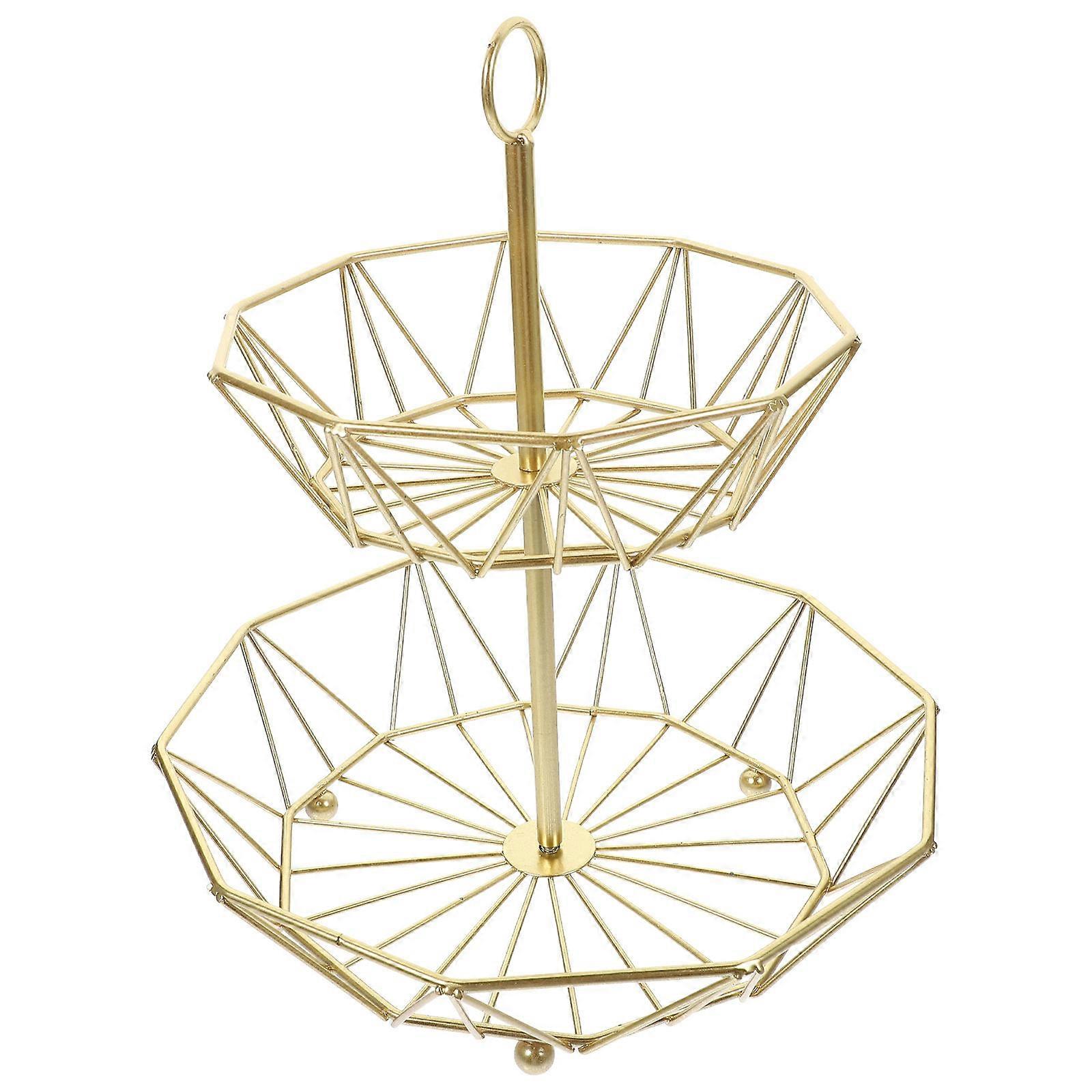 Fruits Storage Multi-Function Fruits Tray for Bar Golden Iron Fruit Display 1Set