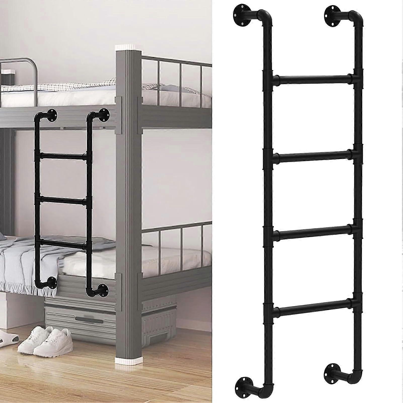 Loft Bed Ladder Wall Mounted Metal 6.4FT SpaceSaving Fire Escape Ladder for Home Safety