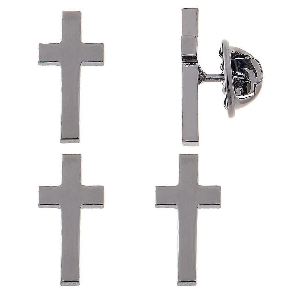 4pcs Brass Brooches with Iron Pin Black 20x10mm