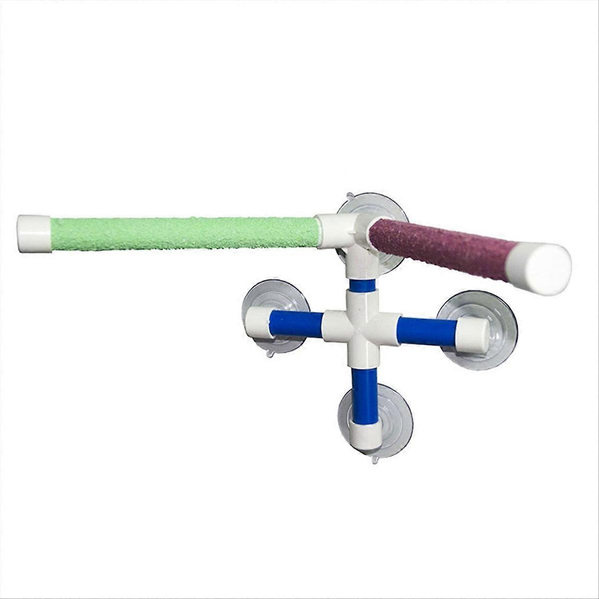 Pet Bird Parrot Bath Shower Stand Platform Pole Double Stick