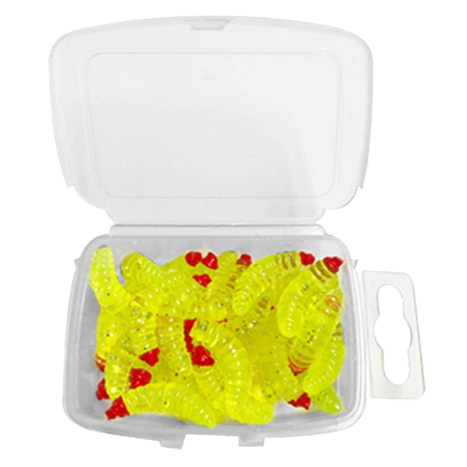 Fishing Lures Soft Maggot Artificial Earthworm Bait for Jigging Green 30pcs BiteResistant