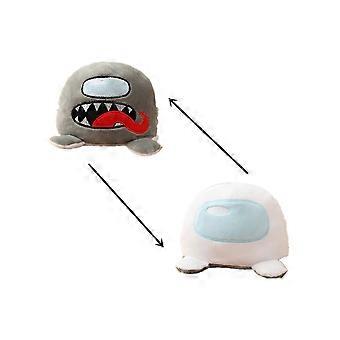 Reversible Plush Toy Gray White with DoubleSided Flip Design Mood Expression for Game Fans