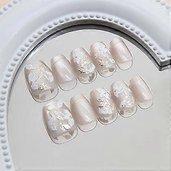 30er-Set kurze, quadratische künstliche Fingernägel im Katzenaugen-Design inklusive Kleber für ein einfaches DIY-Finish im Salon-Stil