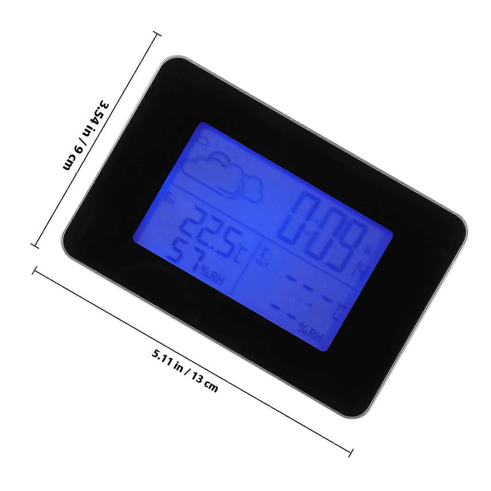 Alarm Clocks Bedside Temperature And Humidity Electronic Clock Rectangular Shape Casual Style 13 X 5 X 9 Cm Lcd Display Electronics 1Pack