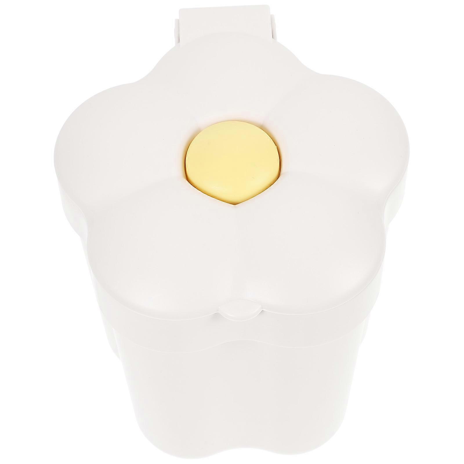 White Desktop Trash Bin for Storage Use with Lid Decorative Design