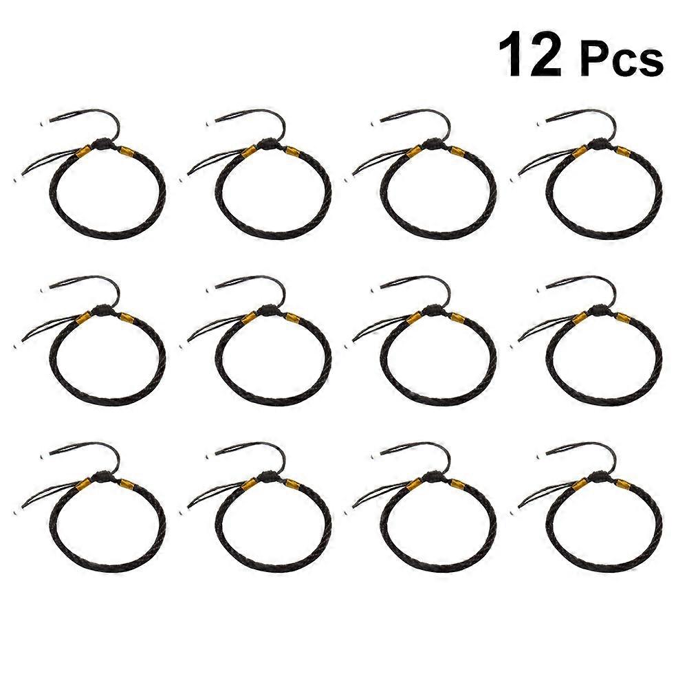 Red String Weaved Bracelets for Decoration Use 12Pcs Black Set