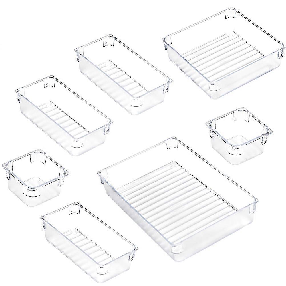 Transparent Storage Box Cosmetic Organizer for Efficient Home Use 7Pcs Set