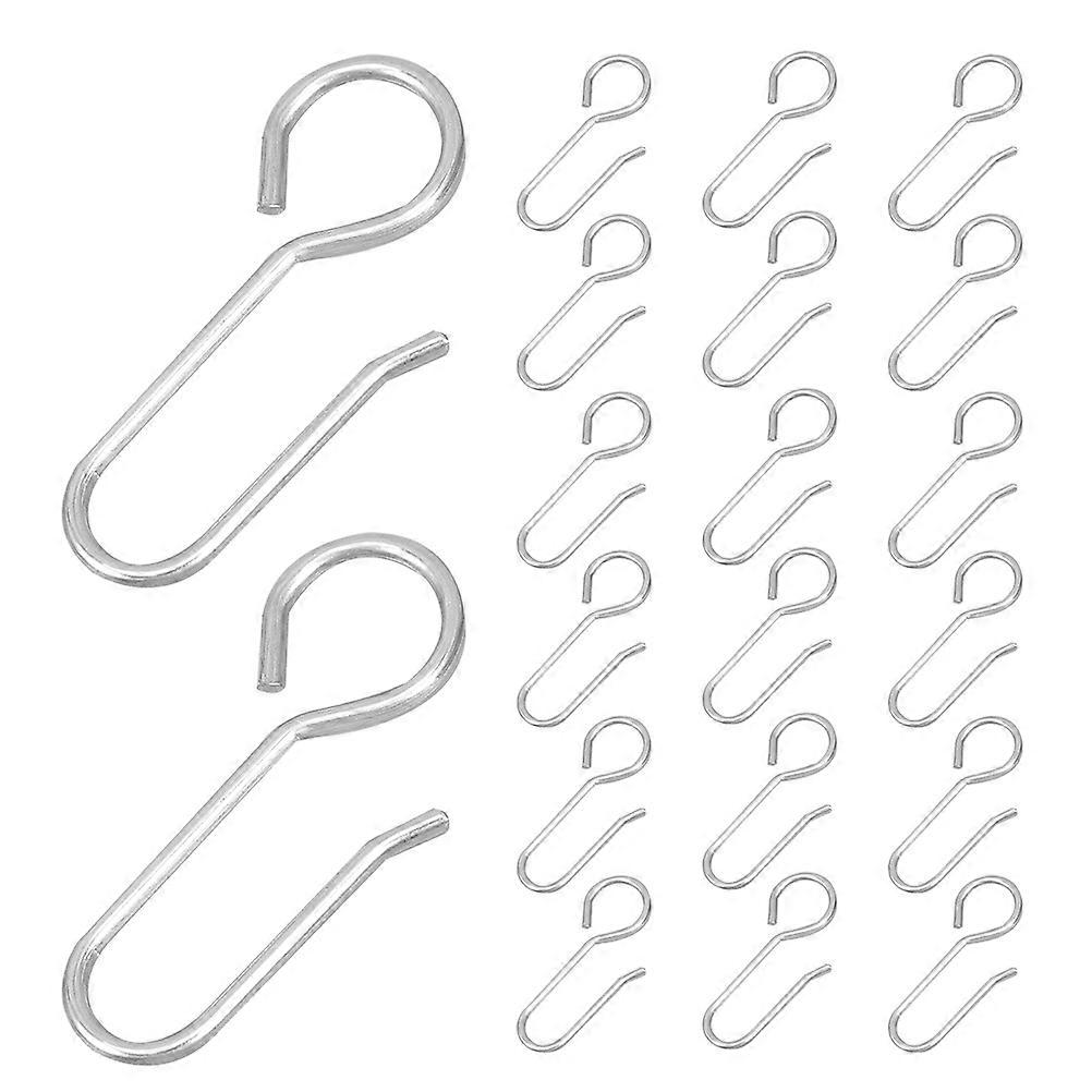100Pcs Ceiling Curtain Hooks for Drapes Metal S Shaped Silver