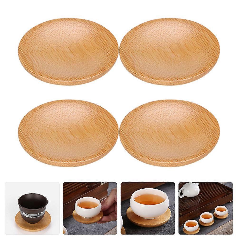 Khaki Bamboo Coaster Round Coasters for Home 4Pcs Material
