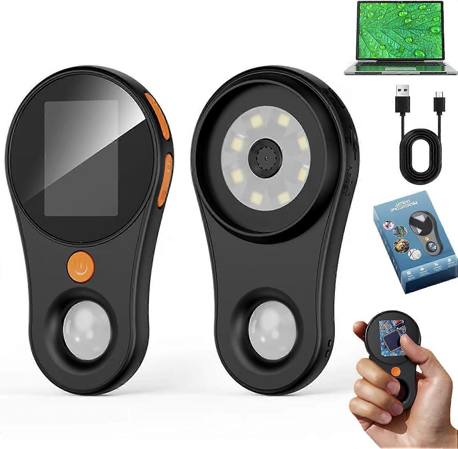 500x Digital Microscope with 2MP Camera 2.0' IPS Screen and 8 LED Lights Handheld Black