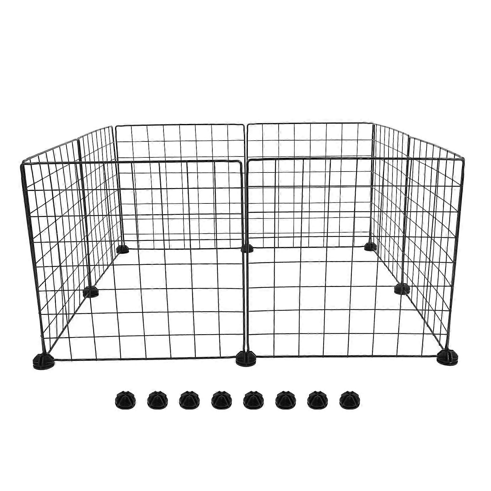 Black Wire Grid Panel Small Animal Playpen for Pets 16Pcs Set