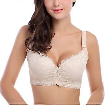 Women's Comfort Push Up Bras Plus Size Lace Underwire 3/4 Cup Sexy Underwear Thin Section Everyday Bra 36C to 46D,Beige 44/100C
