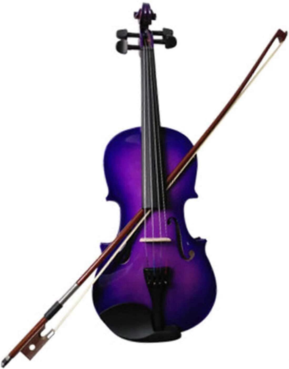Beginner Violin Set Handmade Solid Wood EyeCatching Purple Design Gift for Music Students