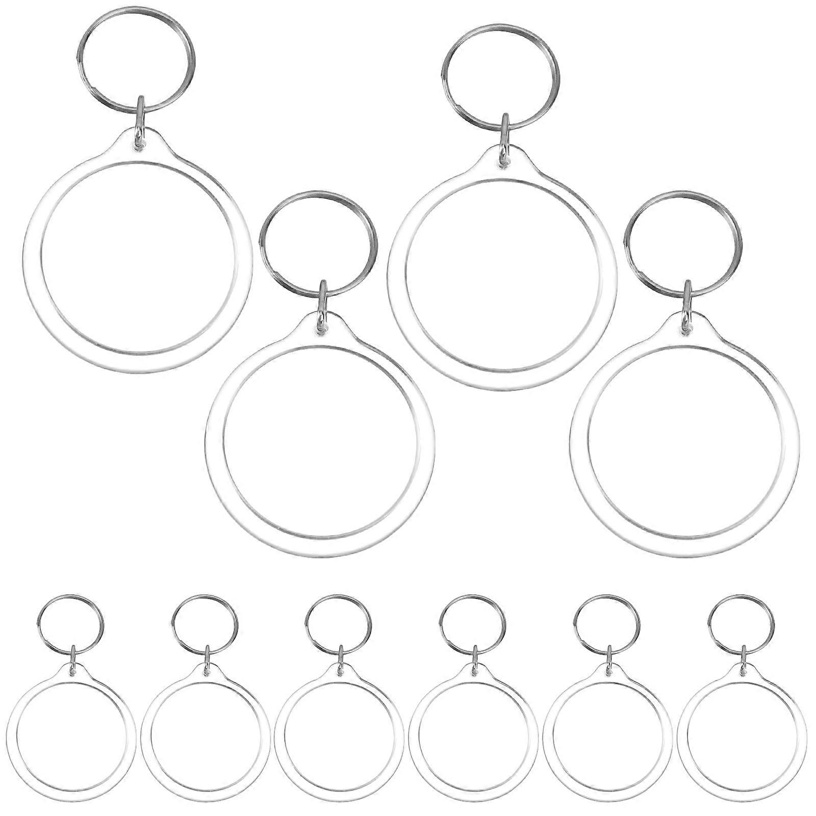 Split Ring Keychain Acrylic Frame for Keychain Use 10Pcs Round Insert