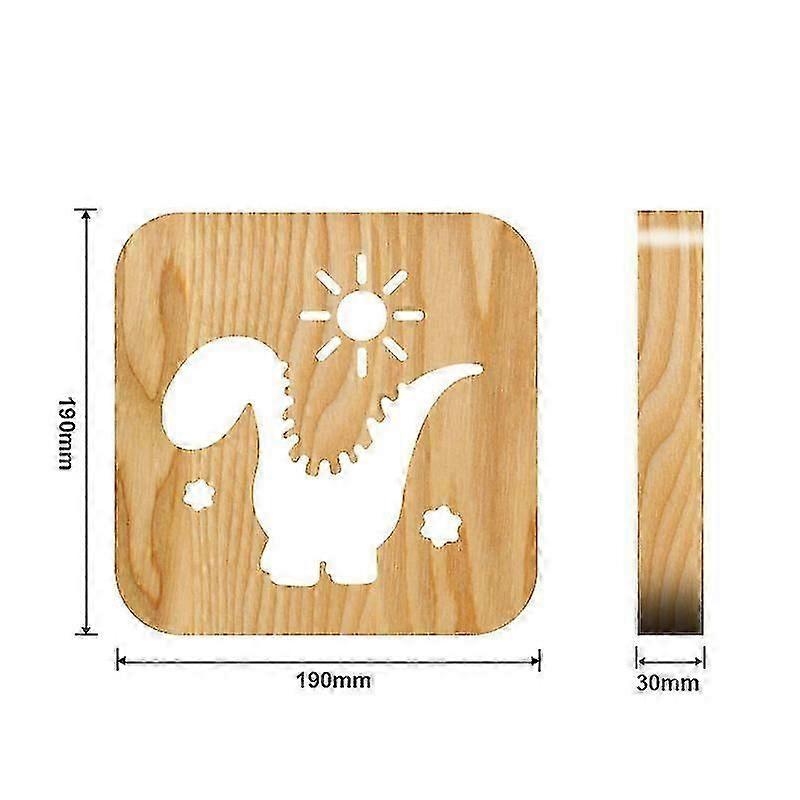 LED Carved Wooden Night Light Dinosaur Pattern