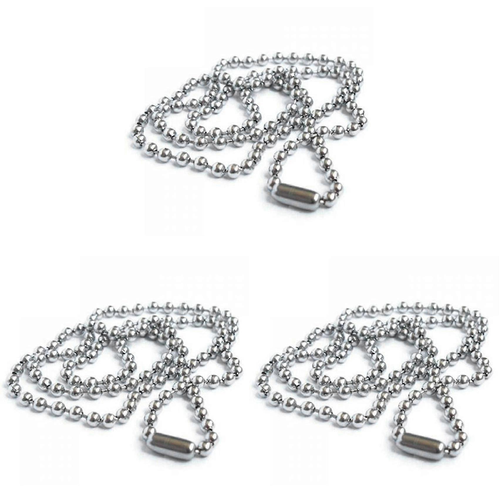 3 Pcs Stainless Steel Bead Necklace Chains