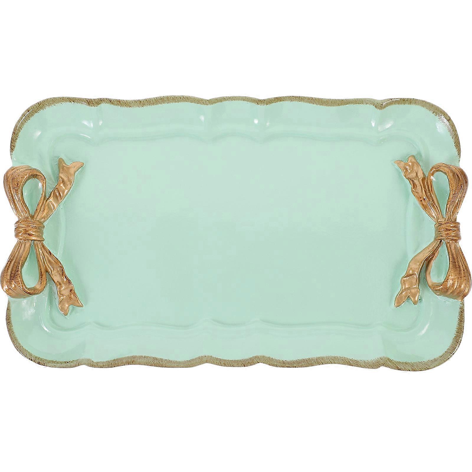 Fruit Plate Serving Platter for Storing Resin Rectangular Tray Light Green