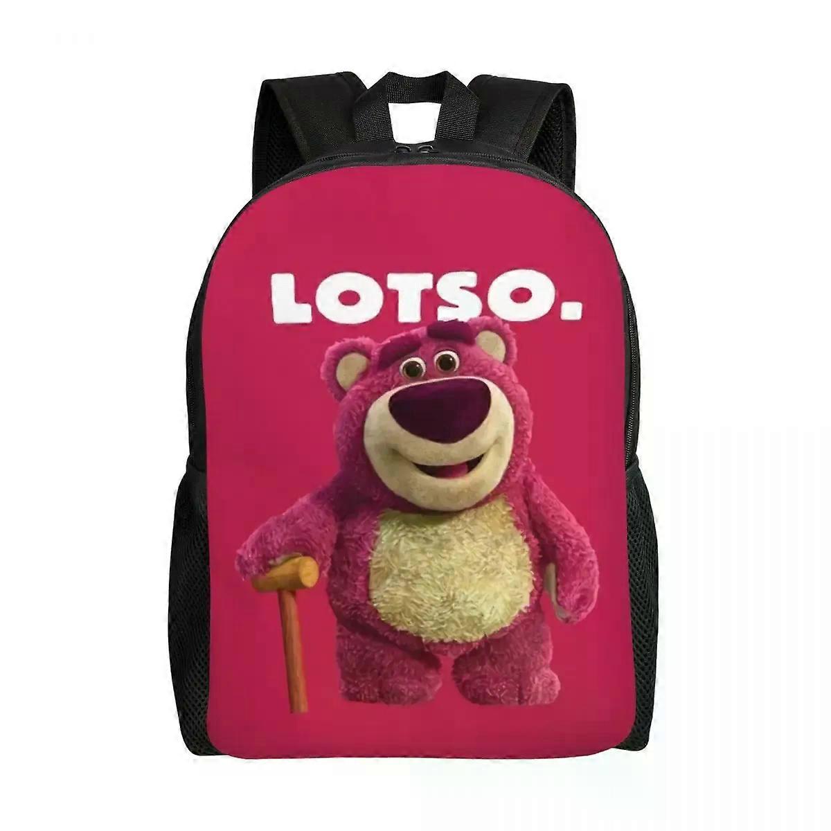 LA446 3D Printing Lotso Huggin-Strawberry Bear Backpacks for Boys Girls College School Travel Bag Bookbag Fits 15 Inch Laptop