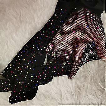 Women Rhinestone Fishnet Mesh Pantyhose Stockings Hollow Shiny Tights Party Club wear_mpn