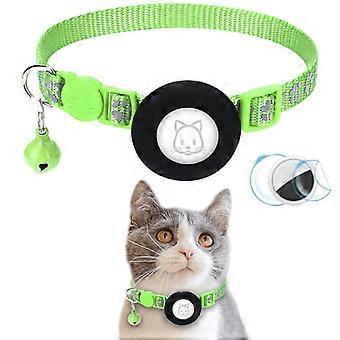 For AirTag Silicone Case Paw Pattern Reflective Pet Collar GPS Tracker Protective Cover with Bell, w