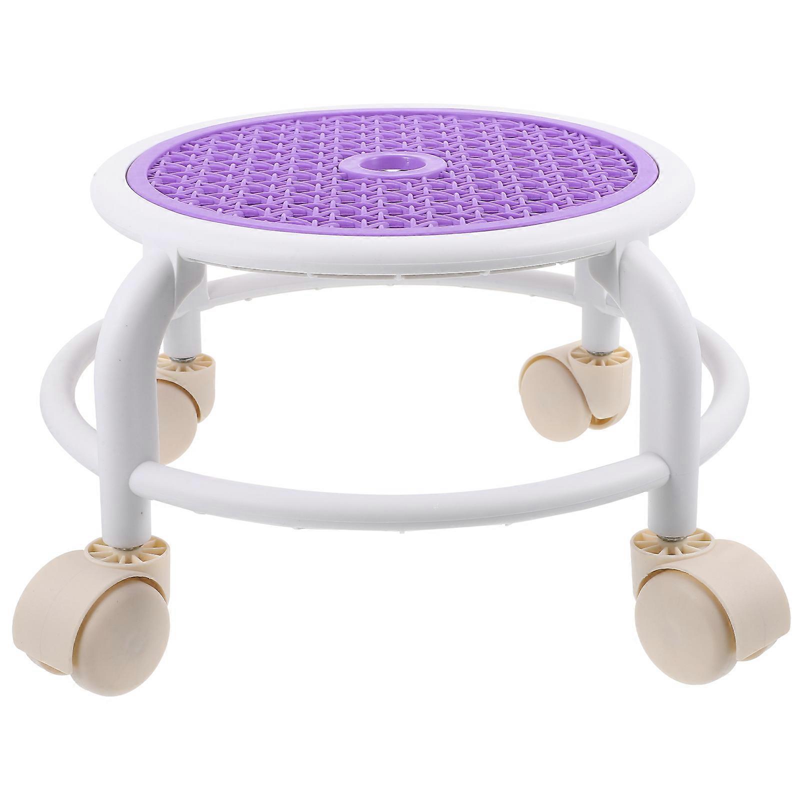 Low Stool with Wheels Swivel Rolling Stool Round Small Stool for Pedicure