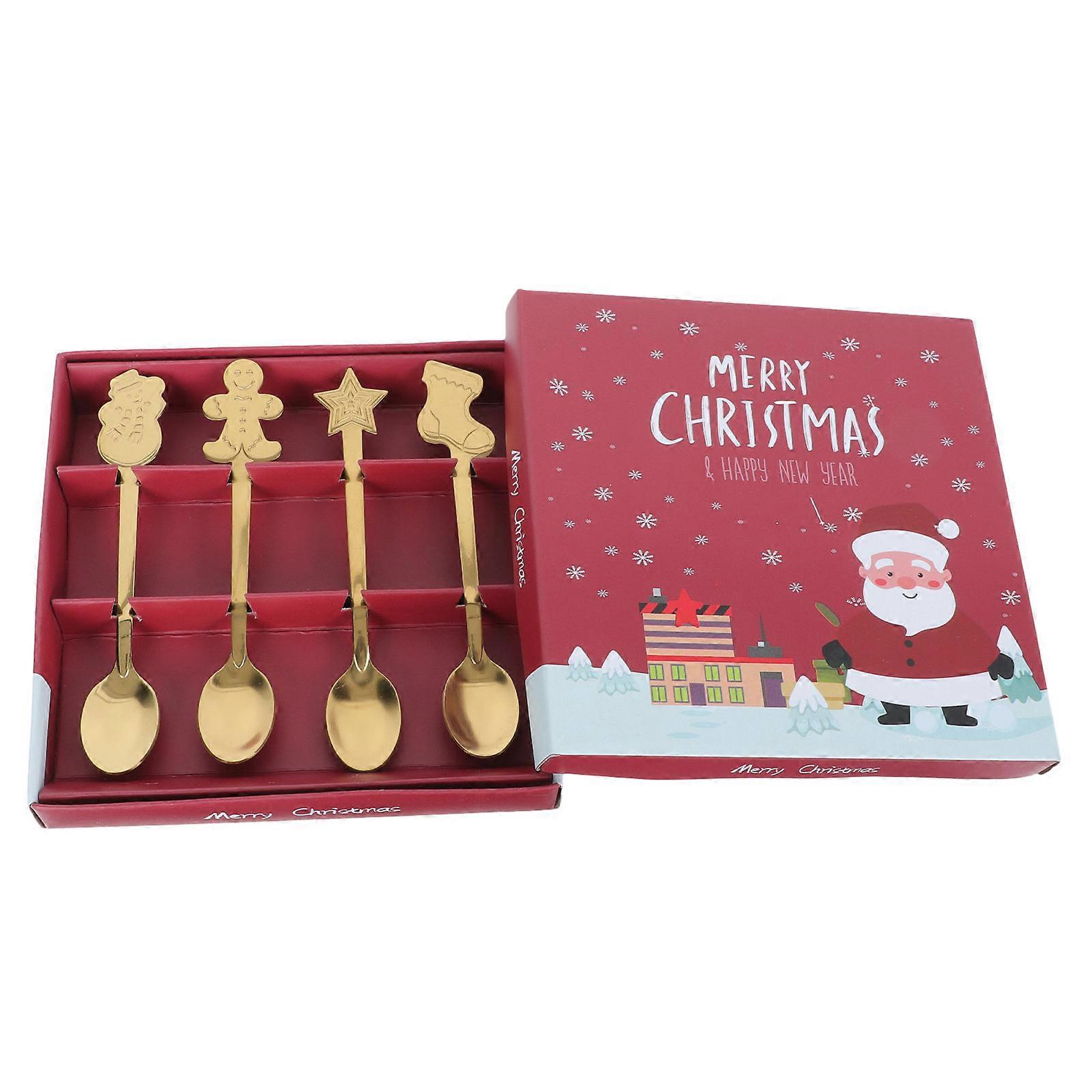 Makeup Gift Set Gingerbread Teaspoon Winter Flatware Kitchen Measuring Set Holiday Tableware Coffee Spoon