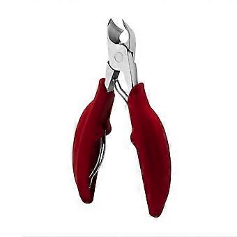 Ingrown Toenail Clippers Stainless Steel Curved Blade for Thick Hard Nails with Ergonomic Rubber Grip Red