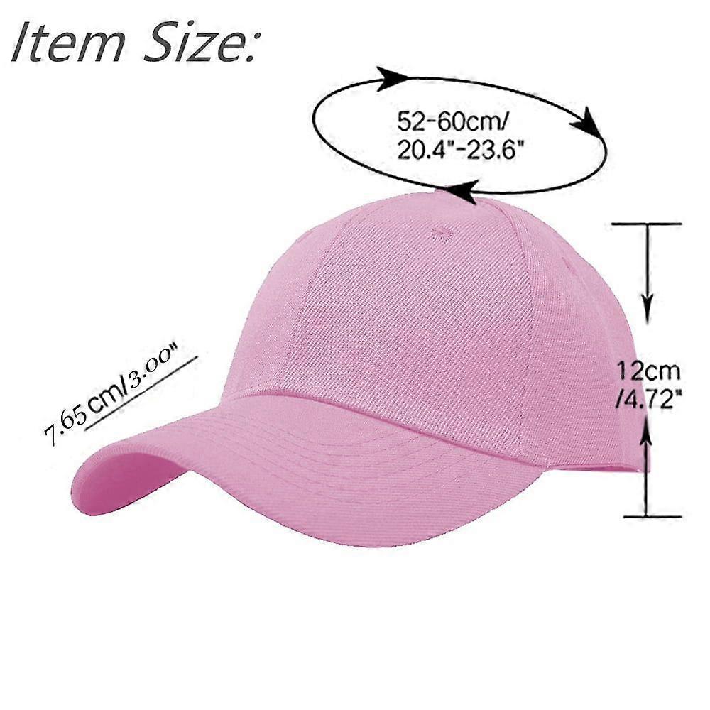 Plain Solid Baseball Cap Sun isor Adjustable Ball Hat Baby Pink