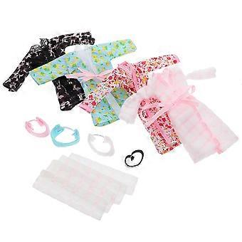 Roupa de dormir para boneca, conjunto de pijama de tecido macio com faixa de cabelo, 4 peças.