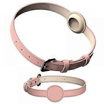 Collar para gatoAirTag Pet PU Collar de posicionamiento para perros de microfibra rosa S