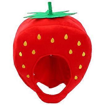 1pc Plush Hat Funny Strawberry Shape Headwear Cosplay Hat Cartoon Photo Prop