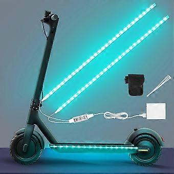 LED-lysstripe for elektrisk sparkesykkel med dobbel strømforsyning, USB-batteri, sikkerhet ved nattkjøring, blå belysning, konstant blinkende modus, vanntett