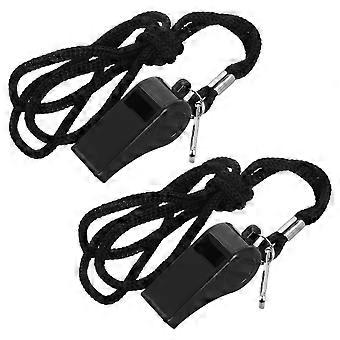 2pcs Whistle For Coaches Black Whistle With Lanyard Abs Whistle For Training Loud Whistle For Referees Safety Whistle For Survival