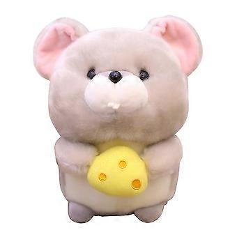 Light Grey Plush Mouse Doll for Decoration Cartoon Animal Toy Gift