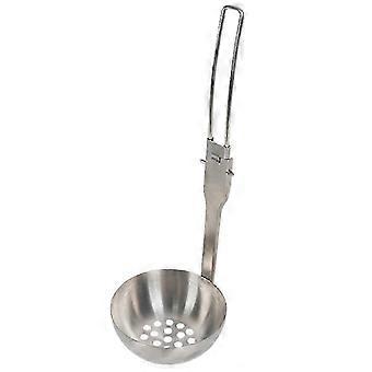 Foldable Stainless Steel Soup Ladle & Colander Spoon - Portable Camping Cutlery compatible with Outdoor Cooking