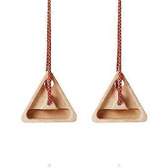 2 Pack Portable Triangular Wooden Climbing Fingerboard with 3 Multi-Depth Pockets, compatible with Finger Strength, Arm Workout