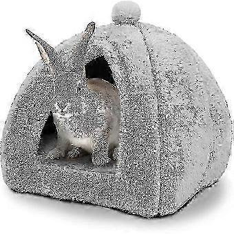 Groot konijnenhol, grijze driehoekige schuilplaats 11,8 x 11,8 x 12,9 inch, warme tent/huis voor konijnen, cavia's, fretten, chinchilla's en andere kleine dieren.