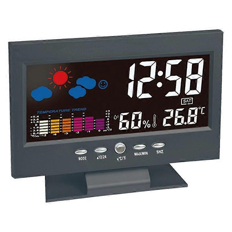DS-8082TS LCD Multifunctional Voice-Controlled Backlit Weather Display Electronic Clock