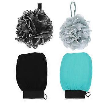 Bath Balls Single Layer Scrub Gloves for Deep Cleaning 2Sets
