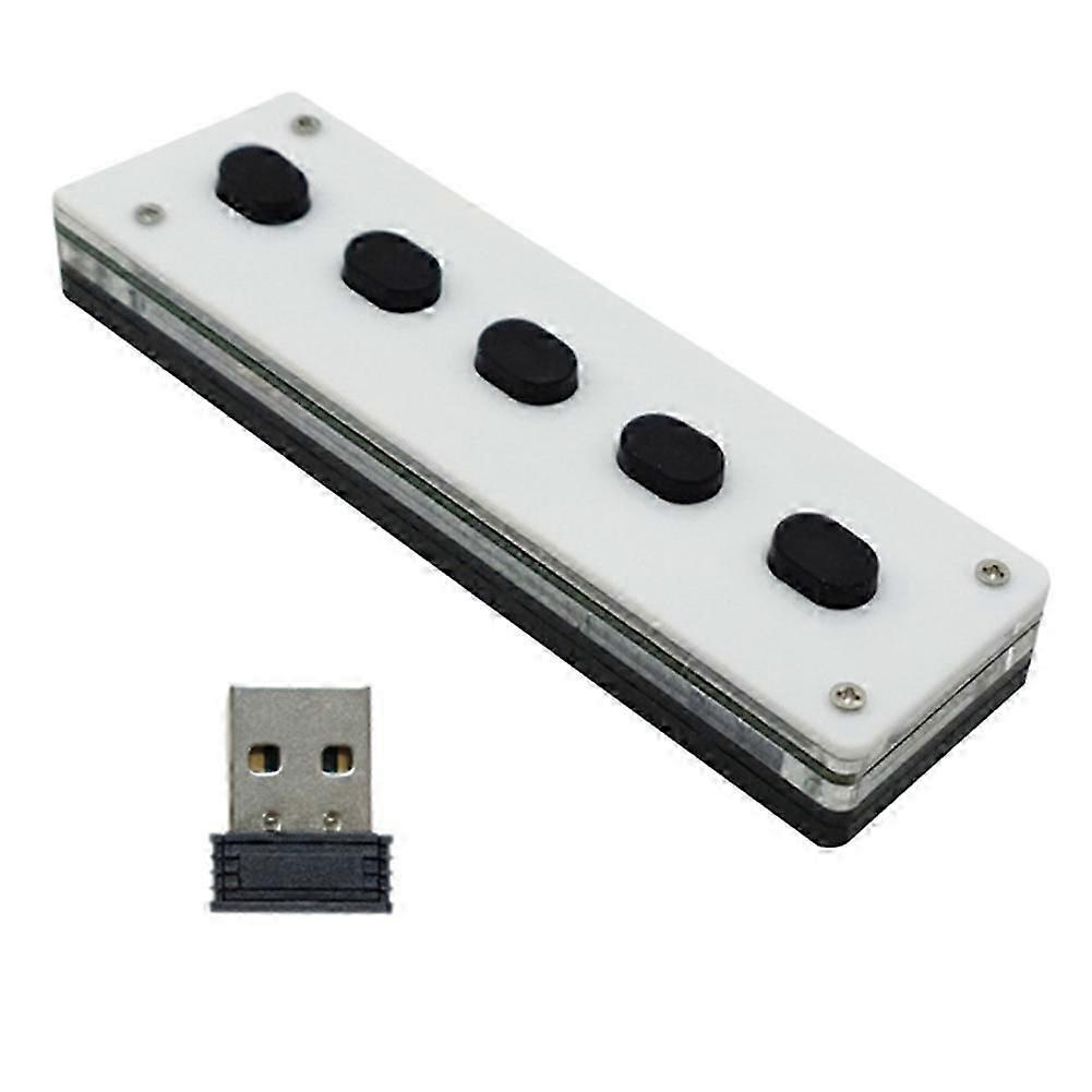 Silent Silicone Bluetooth Custom Programming Macro Keyboard 5-Keys Macropad Copy Paste USB Keypad, Bluetooth+Wireless