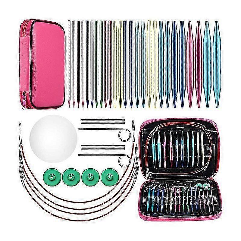 26 Pieces Aluminum Interchangeable Circular Knitting Needle Set
