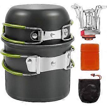 Portable Backpacking Cooker Set with Foldable Pot, Piezo Ignition, Compatible wi